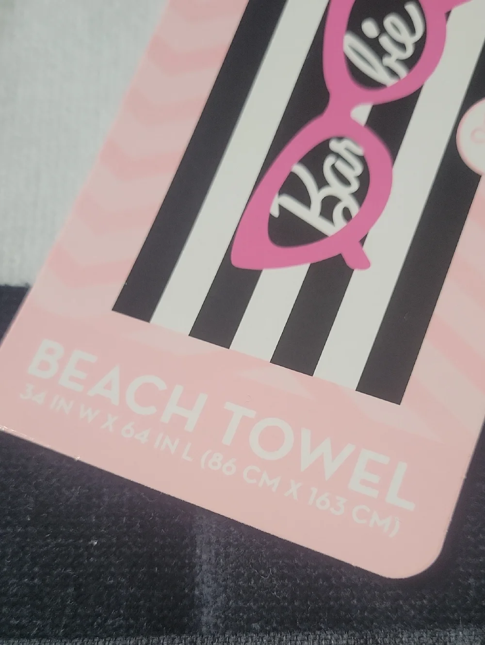 TWO Barbie Pink & Black Graphic Beach Towels
